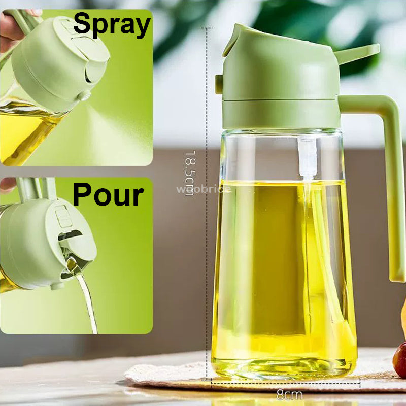 2-in-1 Oil Spray & Pour Bottle – Ergonomic Handle for BBQ, Air Fryer, Oven & Camping