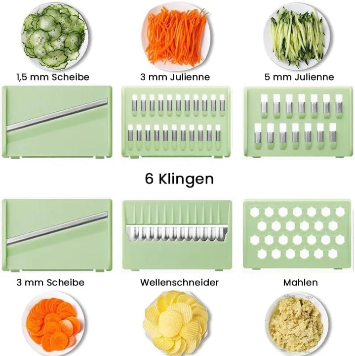 Stainless steel 5 in 1 vegetable cutter - Vegetable slicer Salad handheld chopper changeable blades kitchen tool - Kitchen accessories gadget multi-functional onion potato cutter