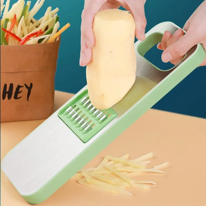 Stainless steel 5 in 1 vegetable cutter - Vegetable slicer Salad handheld chopper changeable blades kitchen tool - Kitchen accessories gadget multi-functional onion potato cutter