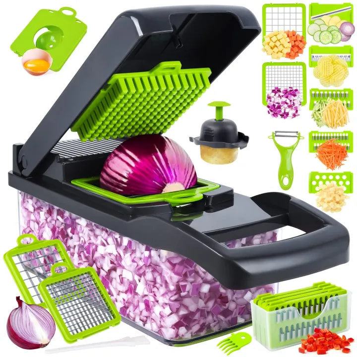 16-in-1 Multifunctional Vegetable Chopper & Slicer – Onion, Fruit & Food Dicer