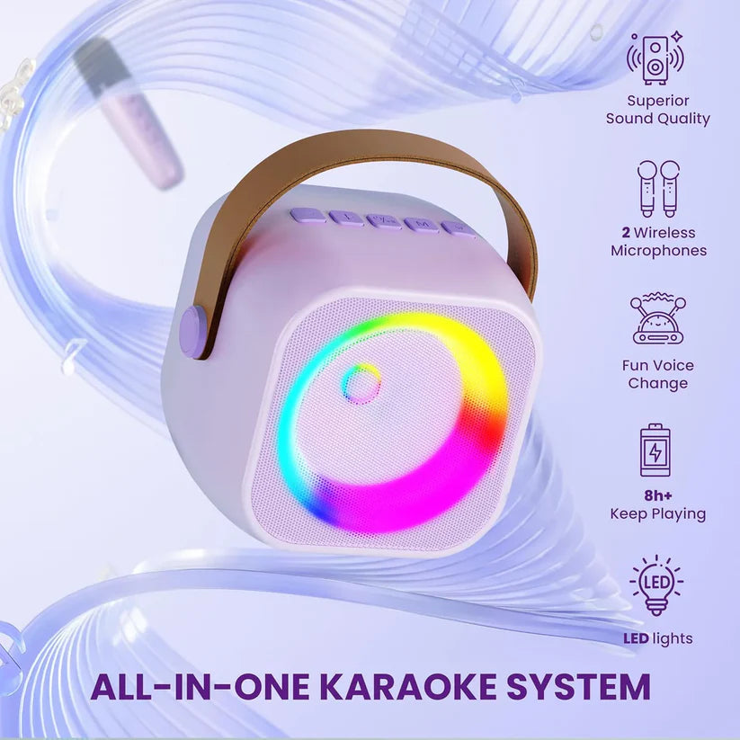 Kids Bluetooth Speaker System with 1 Wireless Microphone – Portable Karaoke & Music Player for Children