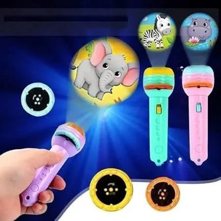 Mini Kids Projector Torch – 3 Slides, 24 Patterns | Educational Night Light & Bedtime Story Toy for Toddlers