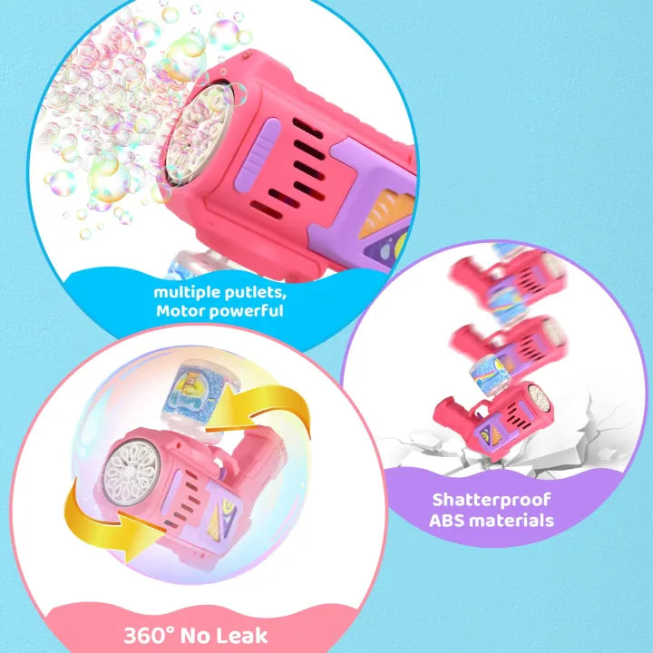 Kids Bubble Gun with 1 Bottles Bubble Refill and 2 packet Solution