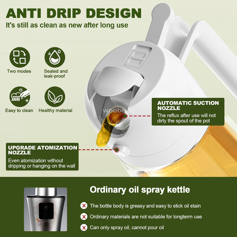 2-in-1 Oil Spray & Pour Bottle – Ergonomic Handle for BBQ, Air Fryer, Oven & Camping