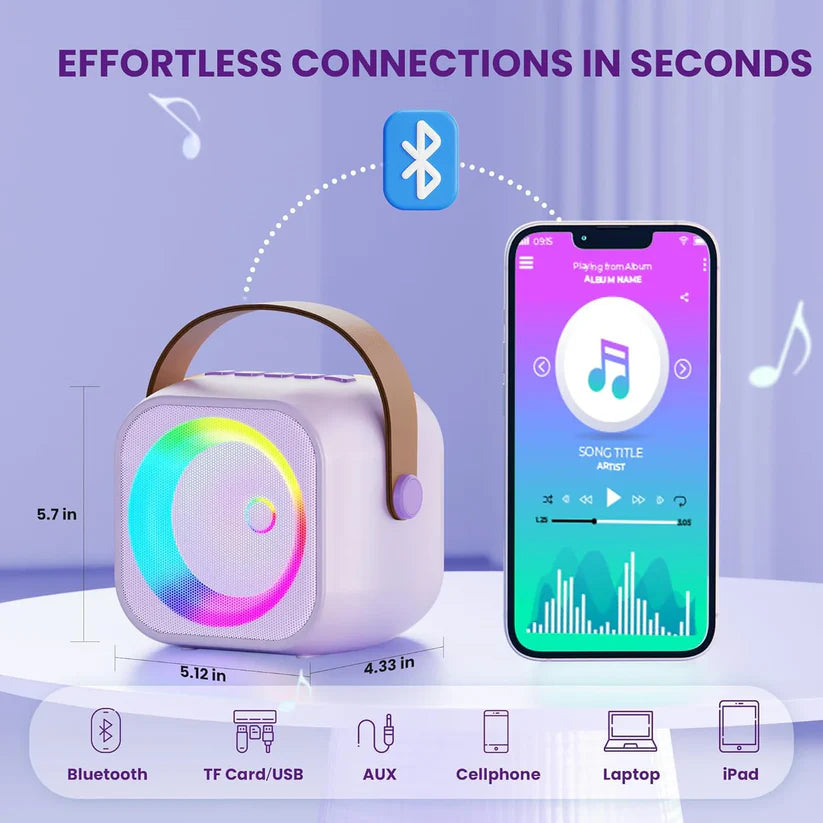 Kids Bluetooth Speaker System with 1 Wireless Microphone – Portable Karaoke & Music Player for Children