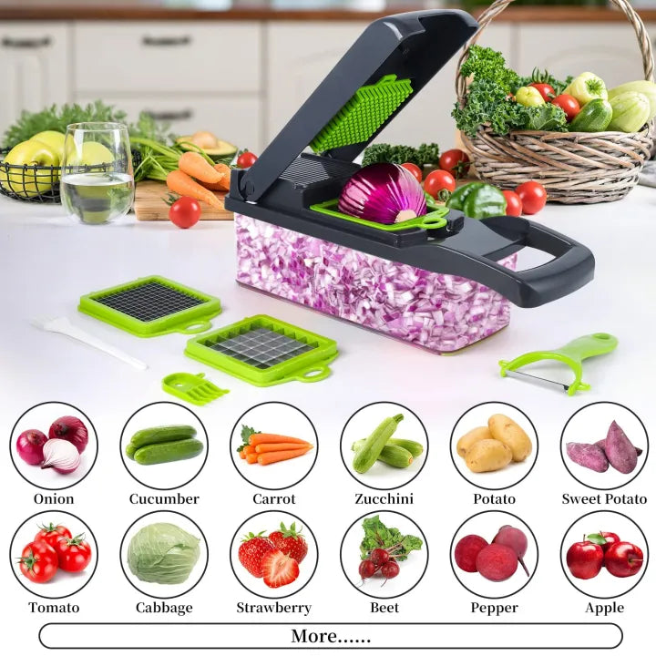 16-in-1 Multifunctional Vegetable Chopper & Slicer – Onion, Fruit & Food Dicer