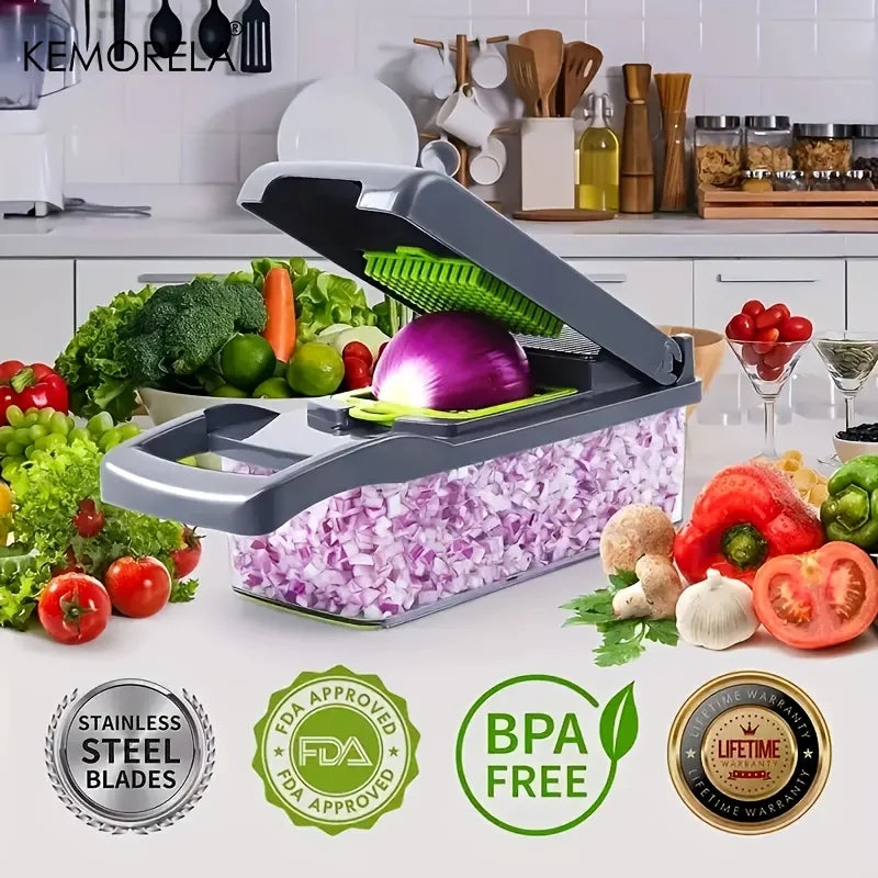 16-in-1 Multifunctional Vegetable Chopper & Slicer – Onion, Fruit & Food Dicer