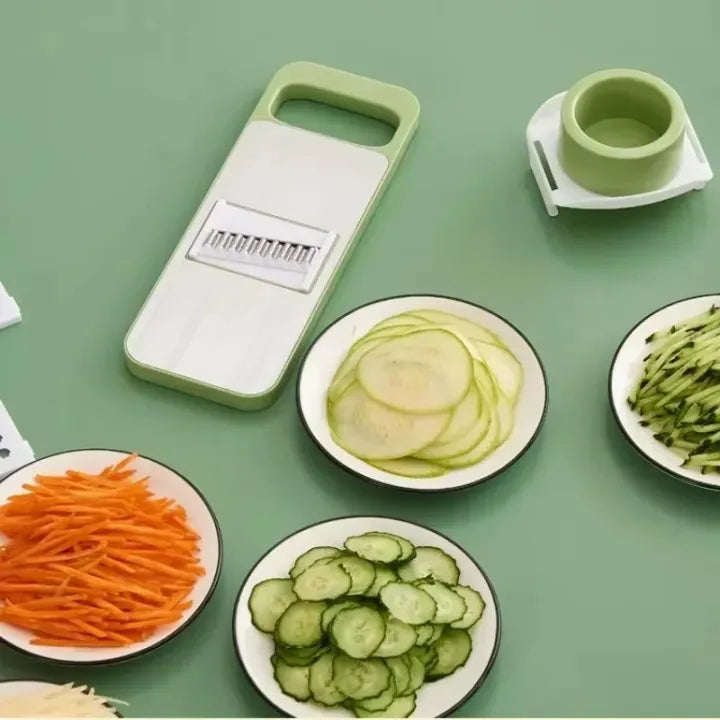 Stainless steel 5 in 1 vegetable cutter - Vegetable slicer Salad handheld chopper changeable blades kitchen tool - Kitchen accessories gadget multi-functional onion potato cutter