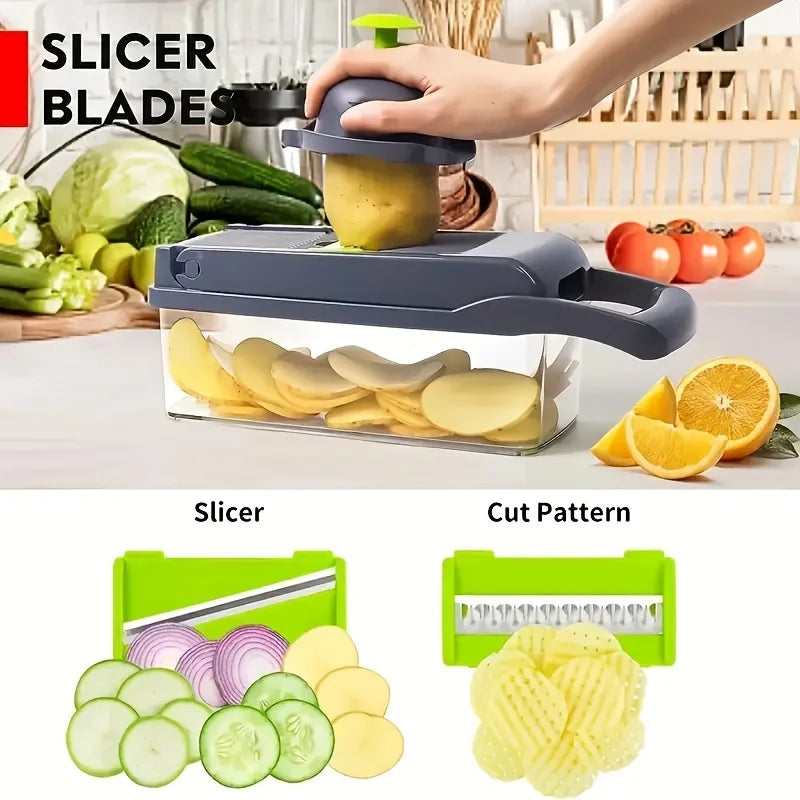 16-in-1 Multifunctional Vegetable Chopper & Slicer – Onion, Fruit & Food Dicer