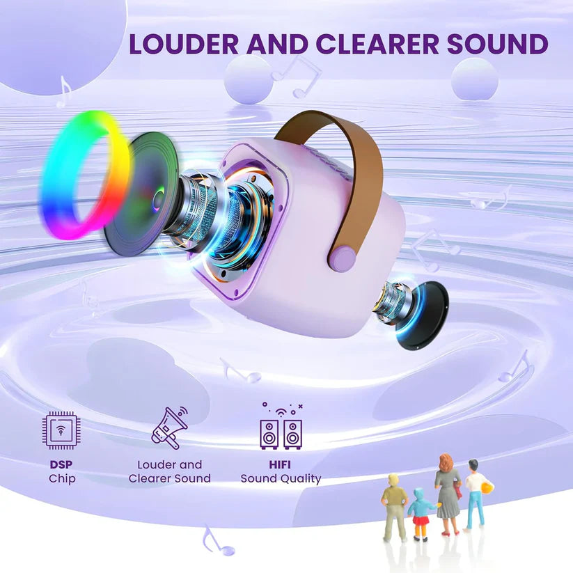 Kids Bluetooth Speaker System with 1 Wireless Microphone – Portable Karaoke & Music Player for Children