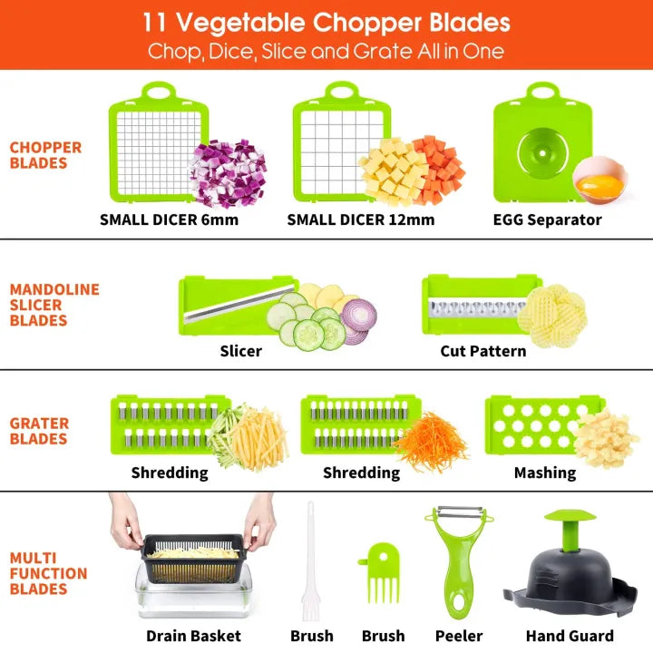 16-in-1 Multifunctional Vegetable Chopper & Slicer – Onion, Fruit & Food Dicer