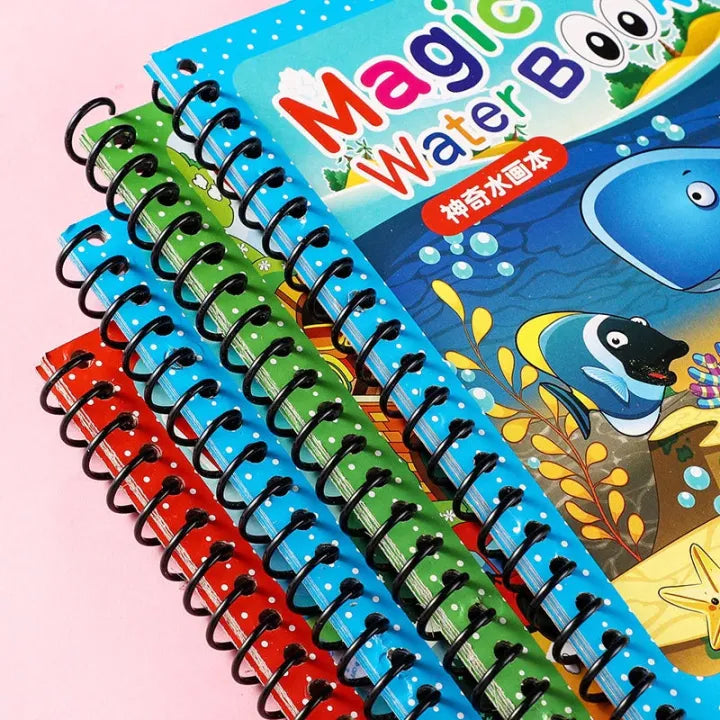 Magic Water Drawing Books for Kids | Set of 2 Books with 2 Pens | Reusable Mess-Free Water Coloring