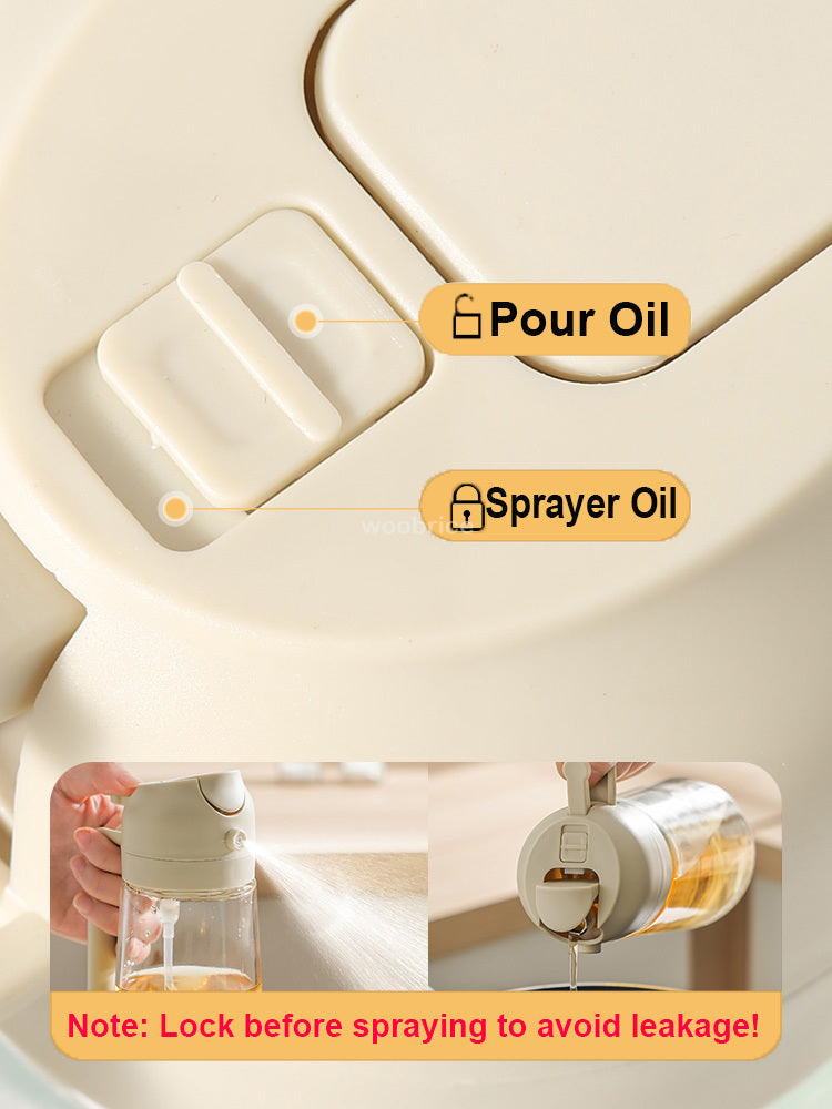 2-in-1 Oil Spray & Pour Bottle – Ergonomic Handle for BBQ, Air Fryer, Oven & Camping