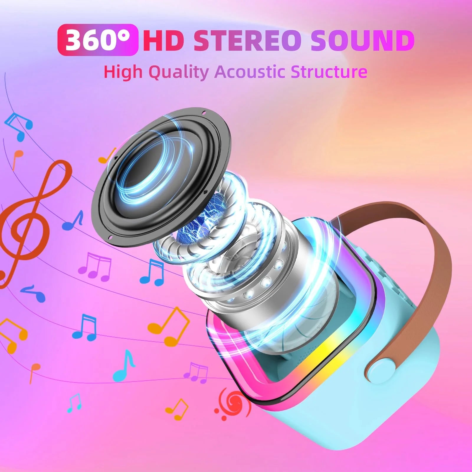 Kids Bluetooth Speaker System with 1 Wireless Microphone – Portable Karaoke & Music Player for Children