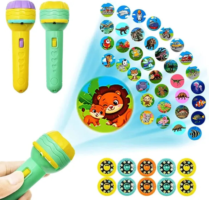 Mini Kids Projector Torch – 3 Slides, 24 Patterns | Educational Night Light & Bedtime Story Toy for Toddlers