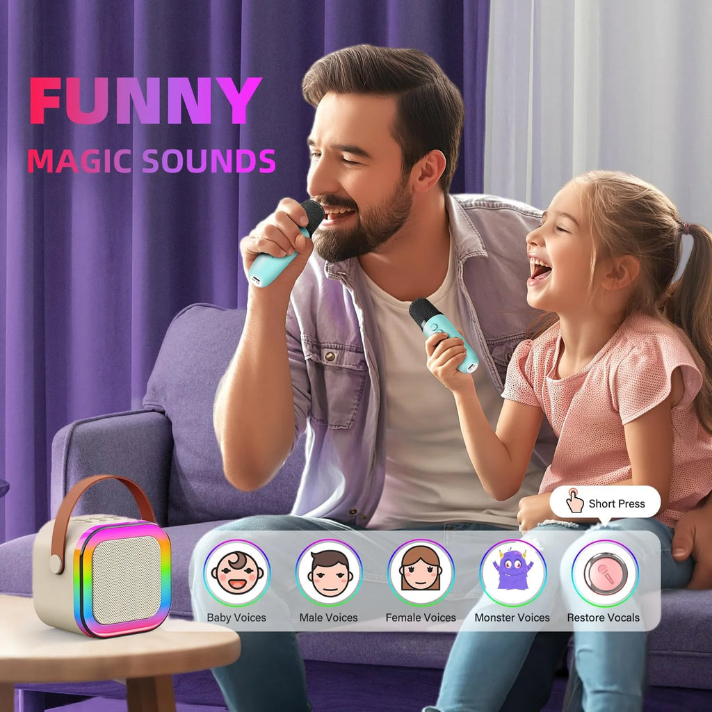 Kids Bluetooth Speaker System with 1 Wireless Microphone – Portable Karaoke & Music Player for Children