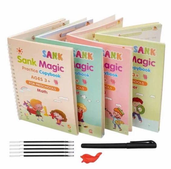 Kids Magic Practice Books Set of 4 – Kids learning for Home and school with 10 refill pens