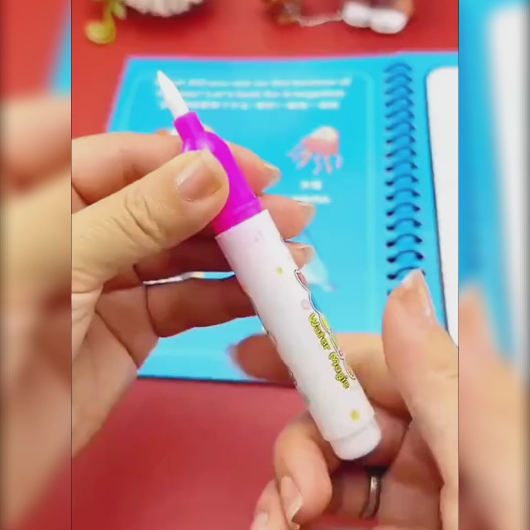 Magic Water Drawing Books for Kids | Set of 2 Books with 2 Pens | Reusable Mess-Free Water Coloring