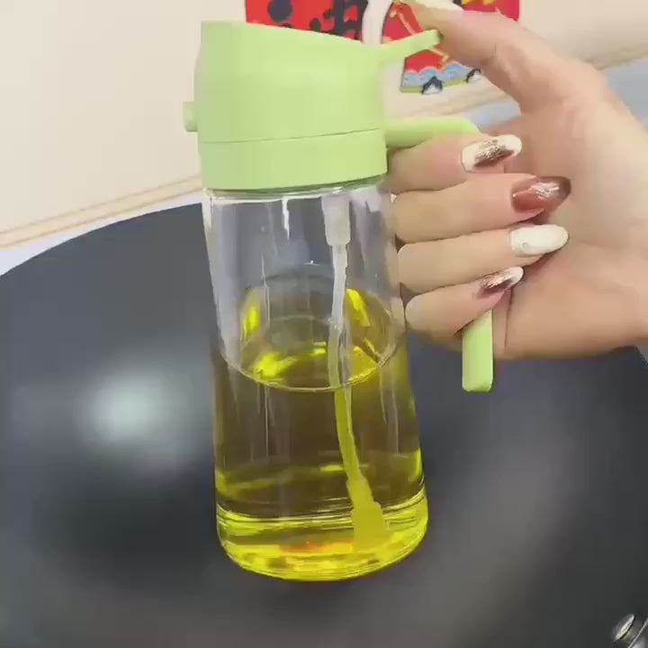 2-in-1 Oil Spray & Pour Bottle – Ergonomic Handle for BBQ, Air Fryer, Oven & Camping