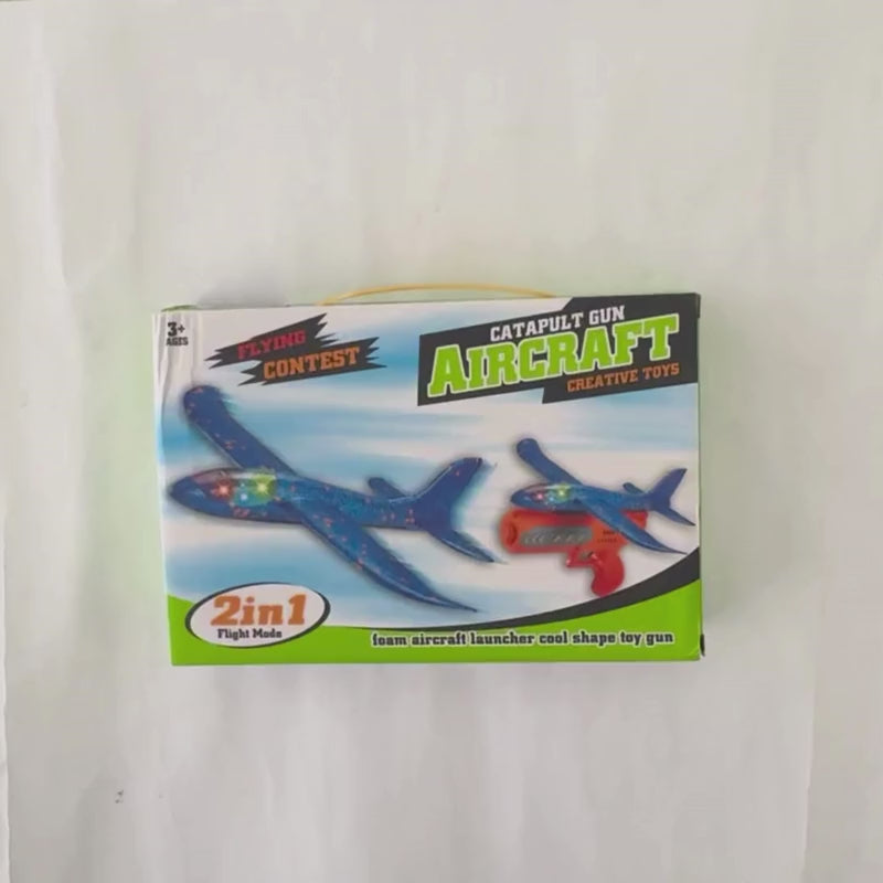 Catapult Gun Aircraft Toy for Kids | Foam Airplane Launcher Glider Flying Toy 2-in-1