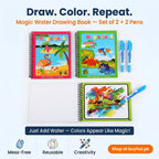 Magic Water Drawing Books for Kids | Set of 2 Books with 2 Pens | Reusable Mess-Free Water Coloring